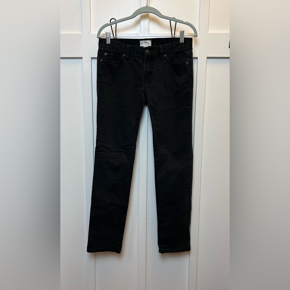 Ann Taylor Loft Size 4 Womens Black Slim Straight Jeans Denim